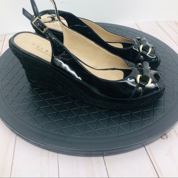 Talbots women black patent leather wedges size‎ 10 - Picture 1 of 13